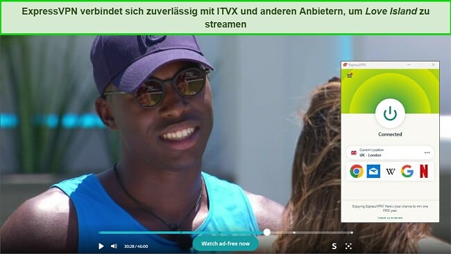 Anleitung zum Ansehen von Love Island UK im Ausland mit ExpressVPN in London auf ITVX