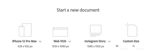 Document size for new XD projects