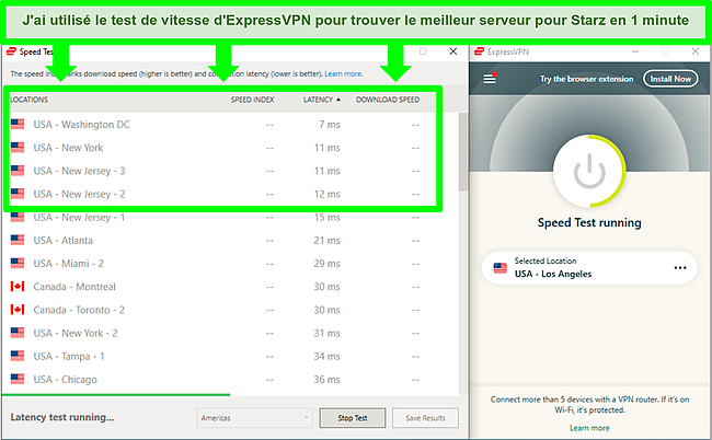 Capture d'écran d'un test de vitesse partiellement terminé dans l'application Windows d'ExpressVPN