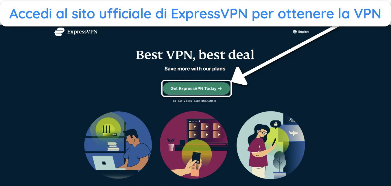 Screenshot che mostra come abbonarsi a ExpressVPN tramite il sito Web ufficiale.