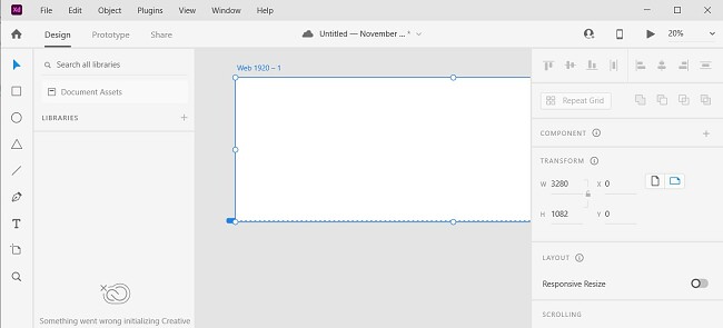Interface Adobe XD
