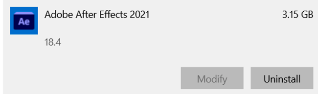 Program pro odstranění Adobe After Effect