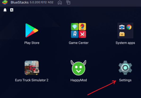 Screenshot of Blue Stacks settings