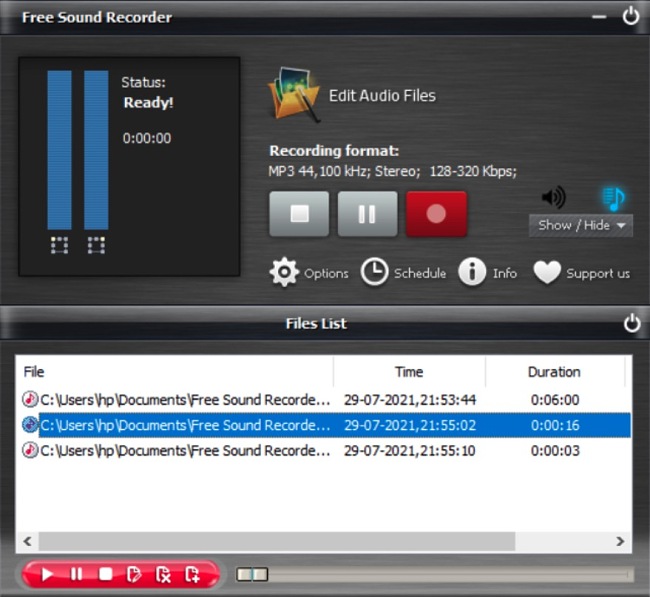 Recording with Free Sound Recorder