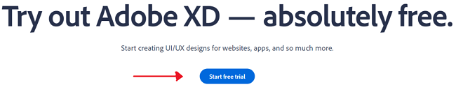 Screenshot of Adobe XD download