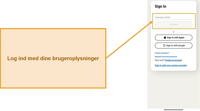 Skærmbillede af Norton Mobile Securitys login-side