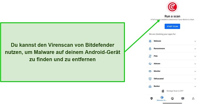 Screenshot des Virenscans von Bitdefender Mobile Security