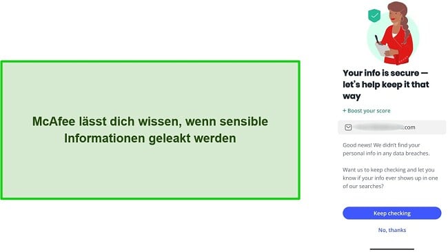 Screenshot des Data Breach Checkers von McAfee
