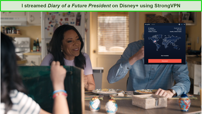 Screenshot of Diary of a Future President on Disney+ while connected to StrongVPN