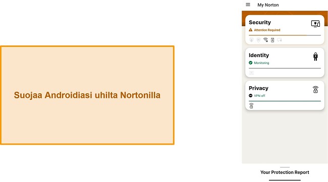 Kuvakaappaus Norton Mobile Securityn pää