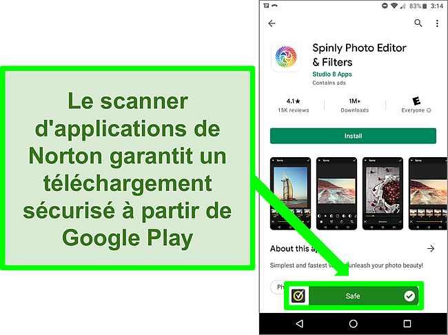 Capture d'écran d'une application du Google Play Store signalée comme 