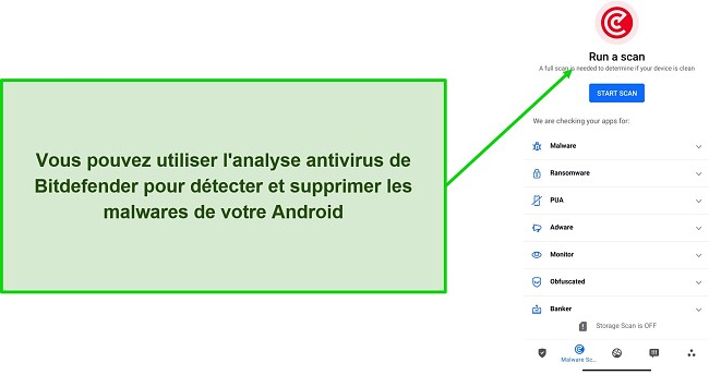 Capture d'écran du scan antivirus de Bitdefender Mobile Security