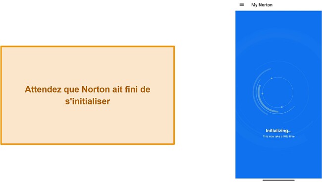 Capture d'écran de la première initialisation de Norton Mobile Security