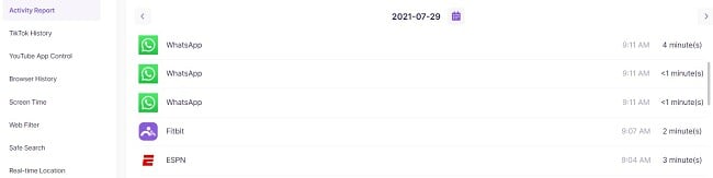 FamiSafe activity Report