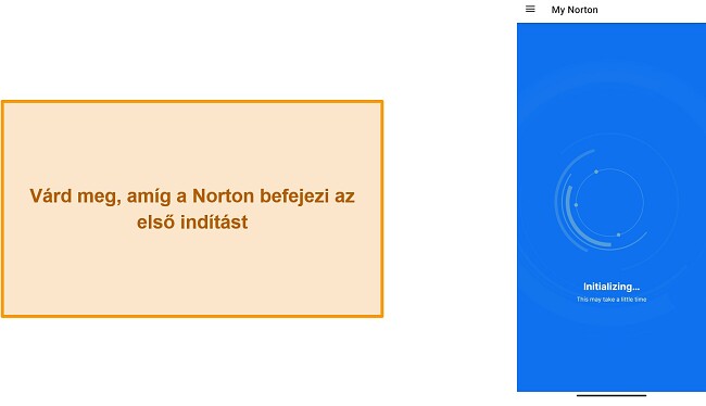 Képernyőkép a Norton Mobile Security első inicializálásáról