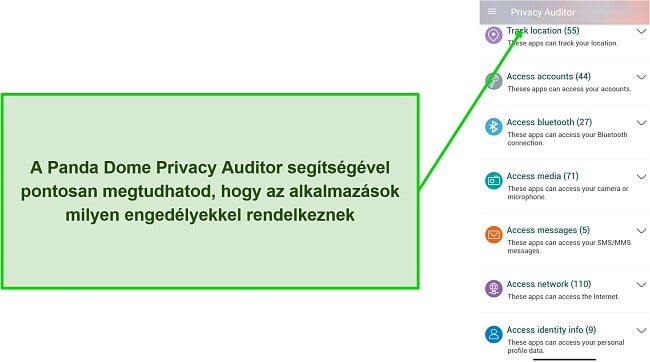 A Panda Dome Privacy Auditor funkcióját bemutató képernyőkép