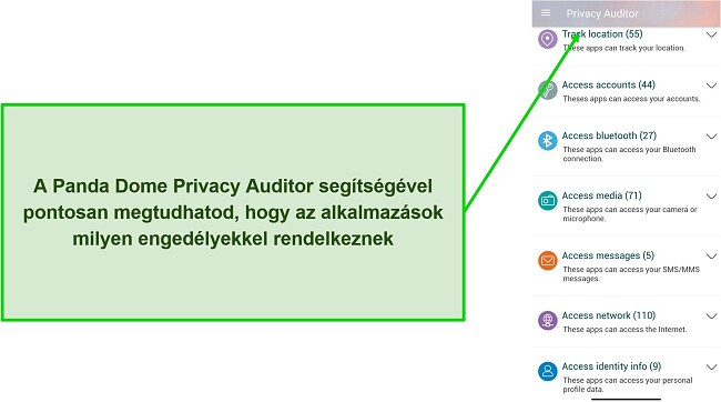 A Panda Dome Privacy Auditor funkcióját bemutató képernyőkép