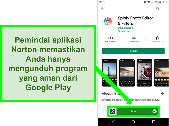 Cuplikan layar aplikasi di Google Play Store yang ditandai sebagai 