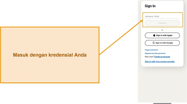 Cuplikan layar halaman Masuk Norton Mobile Security