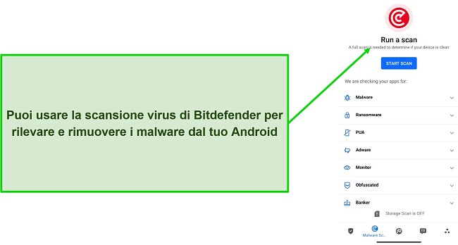 Screenshot della scansione antivirus di Bitdefender Mobile Security