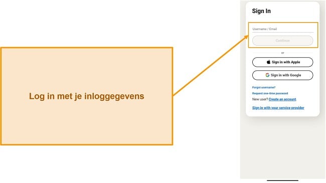 Screenshot van de aanmeldingspagina van Norton Mobile Security