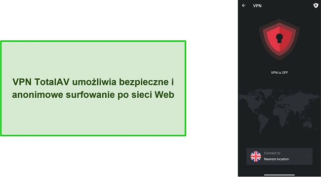 Zrzut ekranu VPN TotalAV na Androida