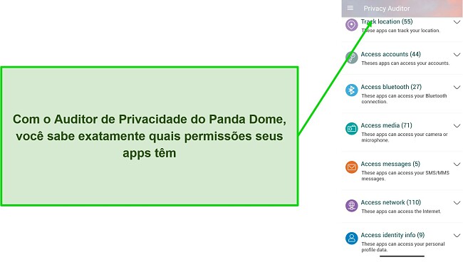 Captura de tela mostrando o recurso Privacy Auditor do Panda Dome