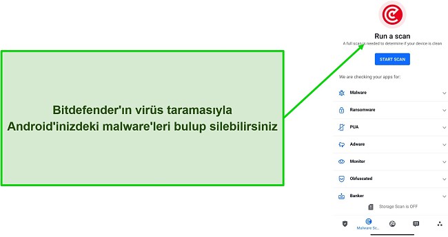 Bitdefender Mobile Security'nin virüs taramasının ekran görüntüsü