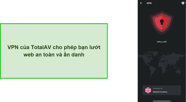 Ảnh chụp màn hình VPN của TotalAV trên Android