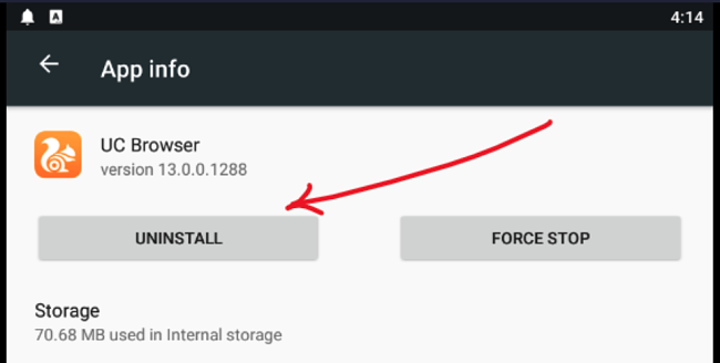 UC Browser uninstall screenshot