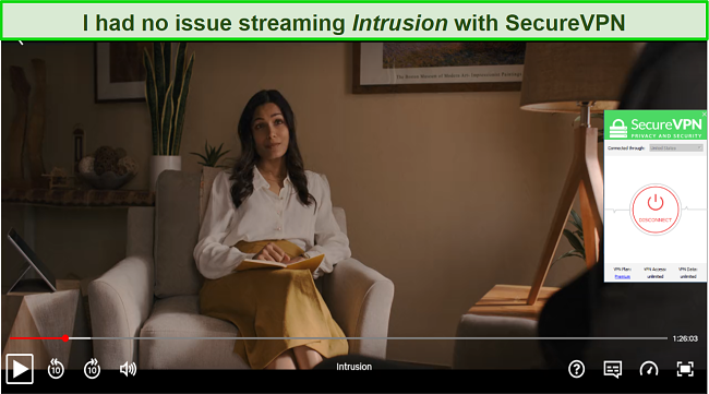 Screenshot of SecureVPN unblocking Netflix