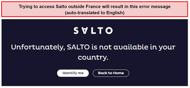 Salto's error message, auto-translated to English.