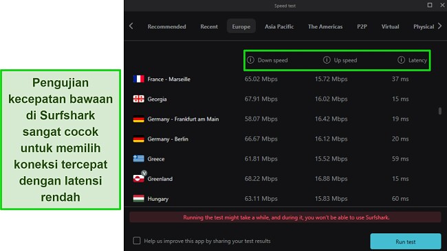  Uji Kecepatan Tercepat VPN Surfshark dengan Kecepatan Unduh, Unggah, dan Latensi Terintegrasi