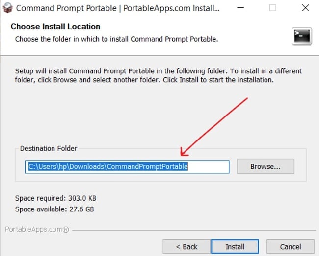 Command Prompt Portable install location