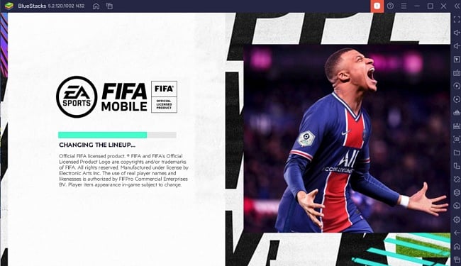 Capture d'écran de l'installation de FIFA Mobile