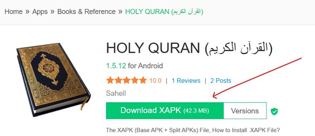 Holy Quran download button