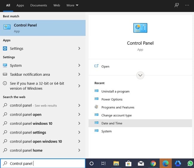 Microsoft Security Essentials control panel