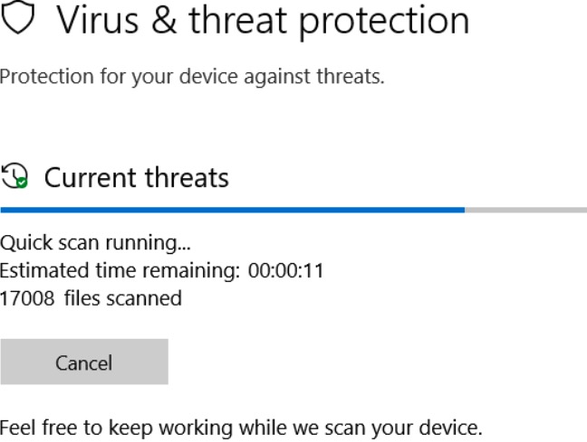 Windows virus and threat protection settings