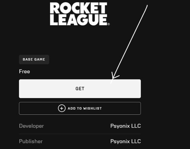 Rocket League download on Epic Games