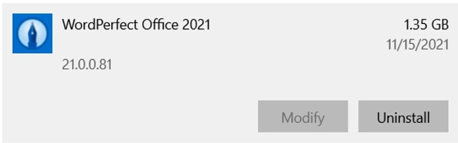 WordPerfect Office uninstall