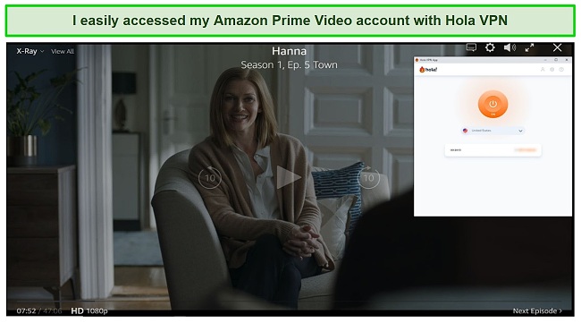 Screenshot of streaming Amazon Prime Video with Hola VPN