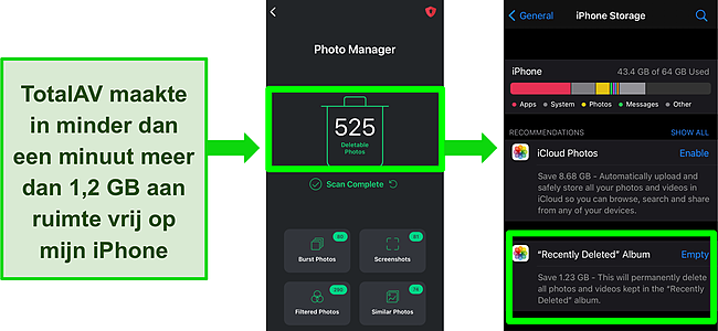 Screenshot van TotalAV Mobile Security voor iOS en de Photo Manager-functie.