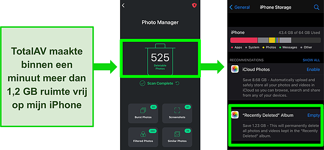 Screenshot van TotalAV Mobile Security voor iOS en de Photo Manager-functie.