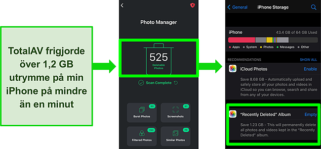 Skärmdump av TotalAV Mobile Security för iOS och Photo Manager-funktionen.