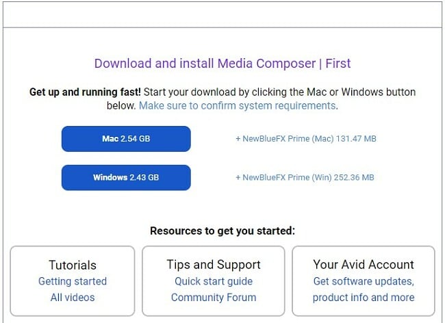 Avid Media Composer First download links