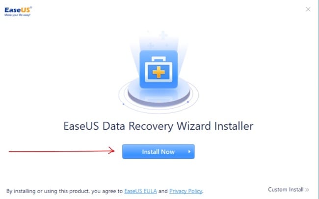 Capture d'écran d'EaseUS Data Recovery Wizard installez maintenant