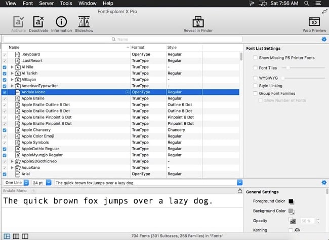 FontExplorer X Pro interface screenshot