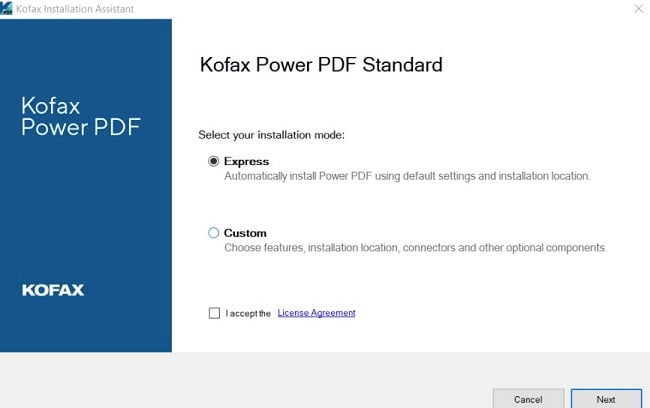 Kofax Power PDF Standard installation process