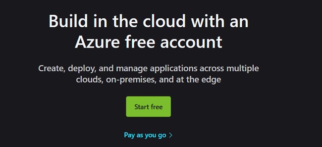Azure start free screenshot