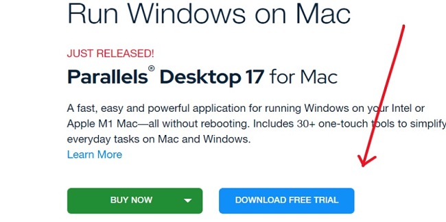 Parallels Desktop download page